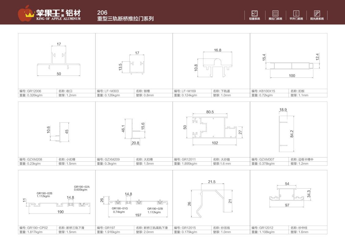 206重型三轨断桥推拉门系列