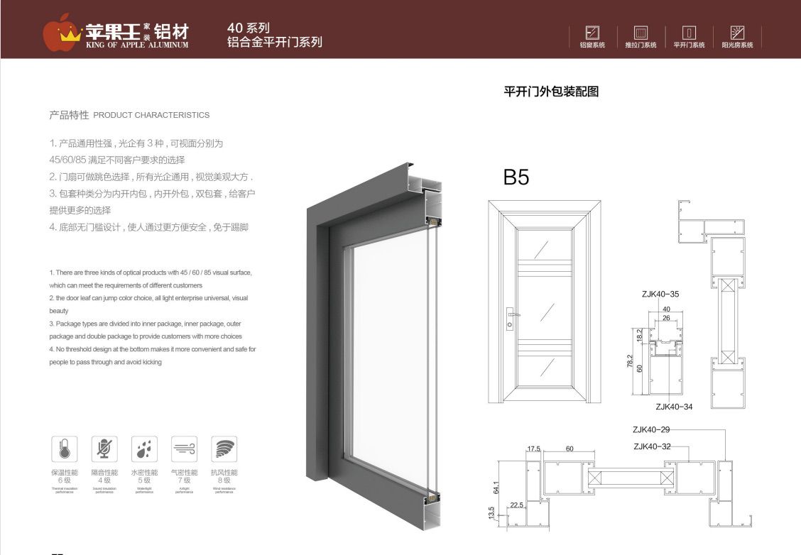 40系列铝合金平开门