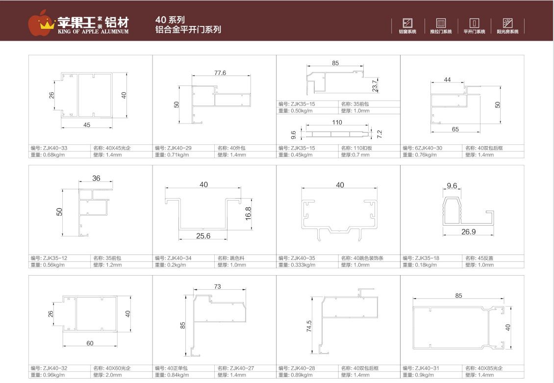 40系列铝合金平开门