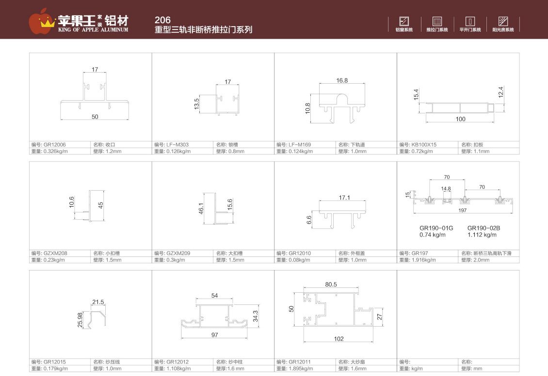 206重型三轨断桥推拉门系列