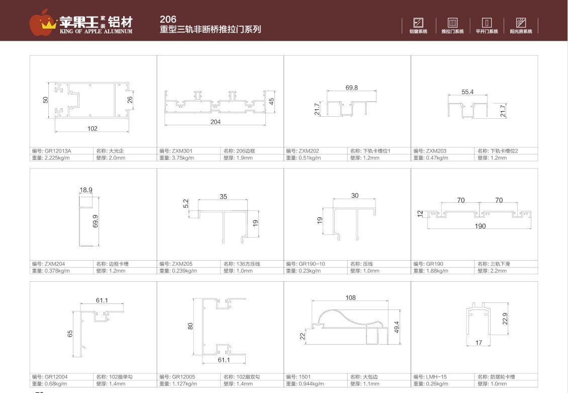 206重型三轨断桥推拉门系列